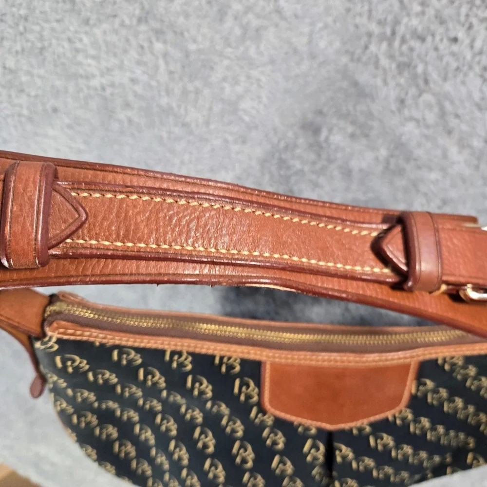 Dooney & Bourke Monogram Jacquard Hobo Bag Black Tan Leather Trim K8715765